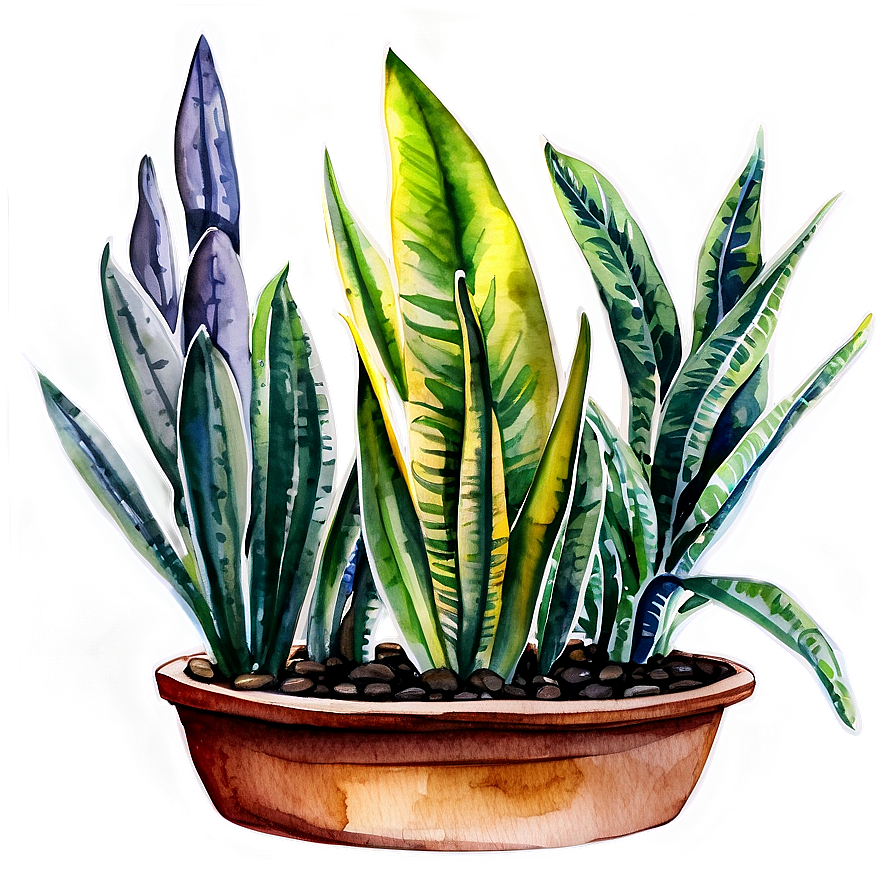 Watercolor Snake Plant Png 24