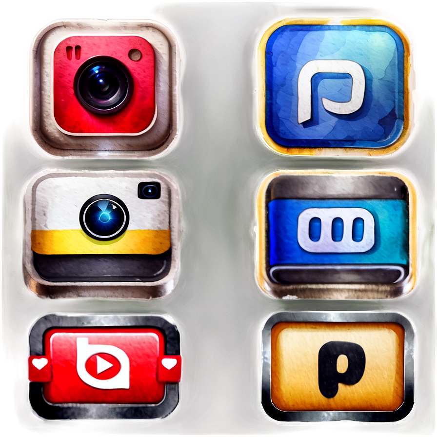 Watercolor Social Media Icons Png 05032024