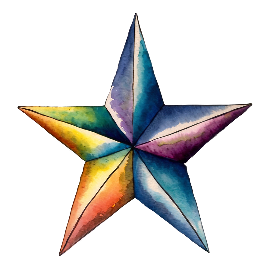 Watercolor Star Tattoo Png 26