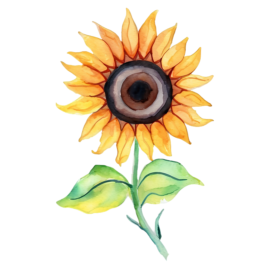 Watercolor Sunflower Artwork Design Png 52