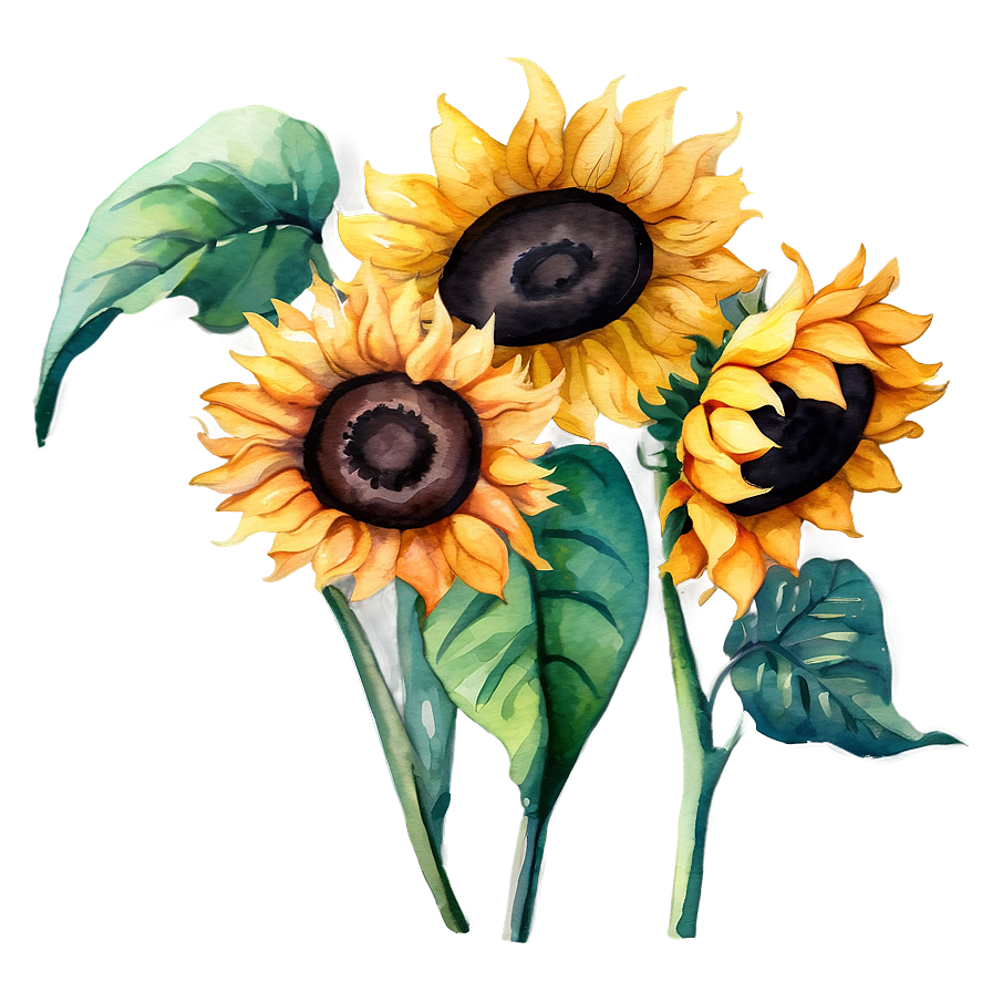 Watercolor Sunflowers Bundle Png 2