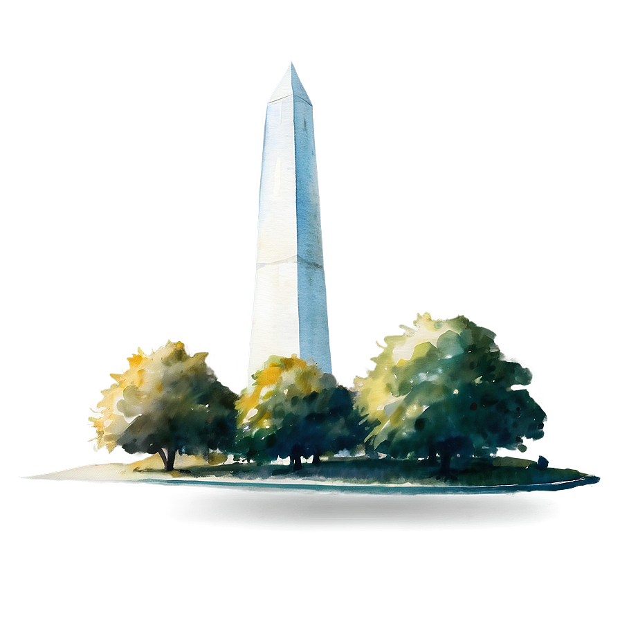 Watercolor Washington Monument Portrait Png 58