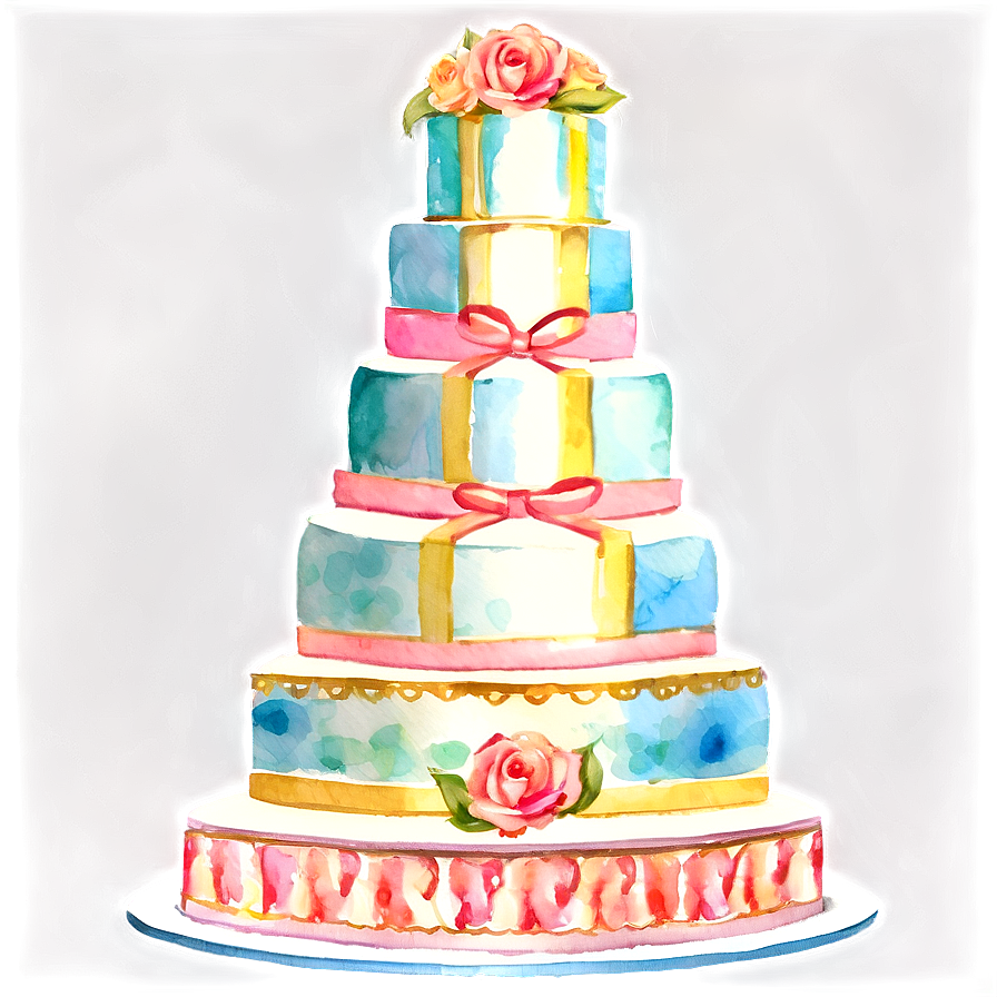 Watercolor Wedding Cake Png 06122024