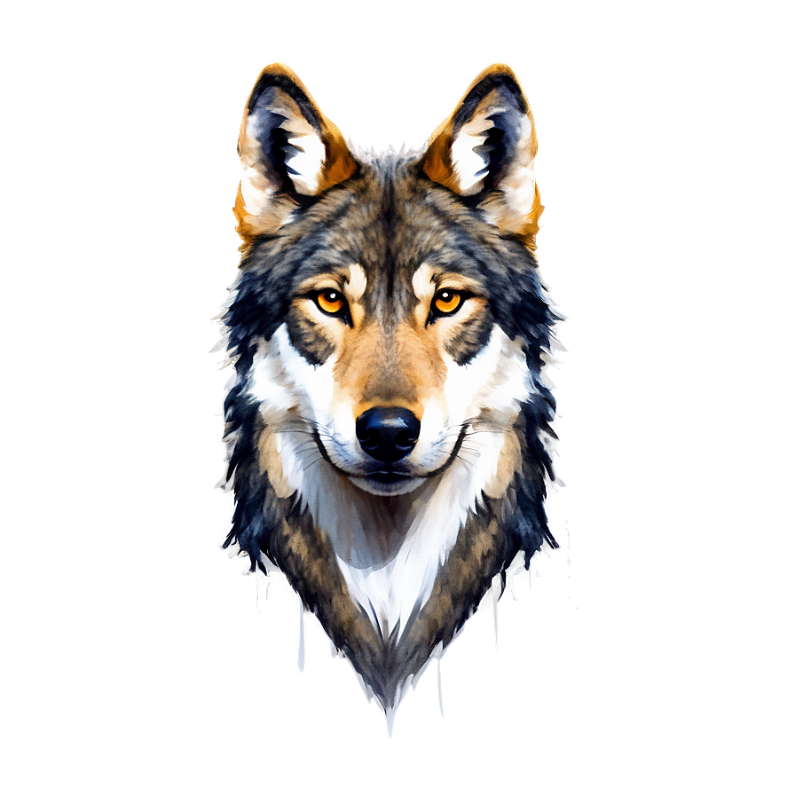 Watercolor Wolf Face Portrait Png Ukv