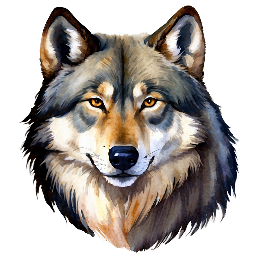 Watercolor Wolf Head Painting Png Cxg11