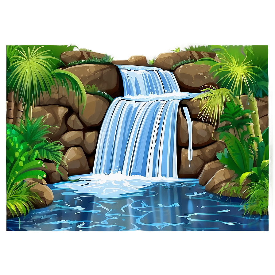 Waterfall And River Junction Png Ivh