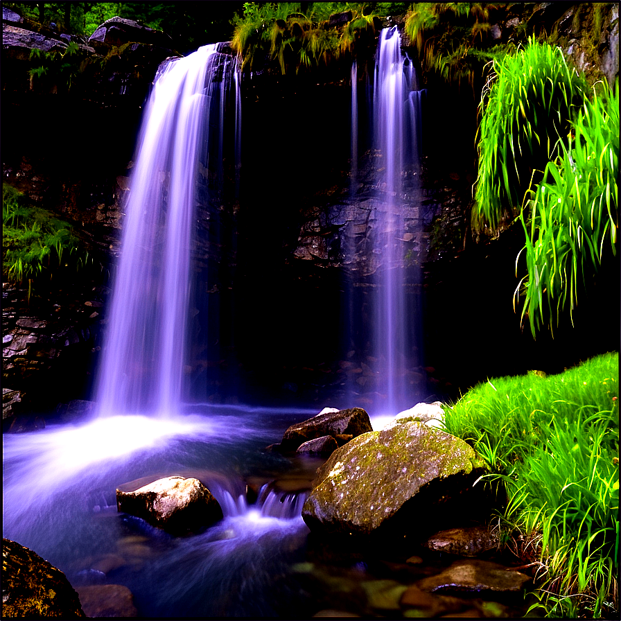 Waterfall In Alpine Setting Png Arr