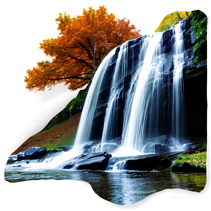 Waterfall In Autumn Forest Png Gxp71