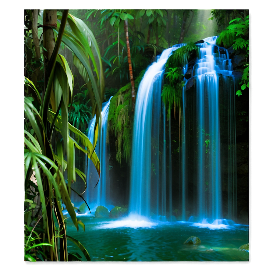 Waterfall In Dense Jungle Png Klc