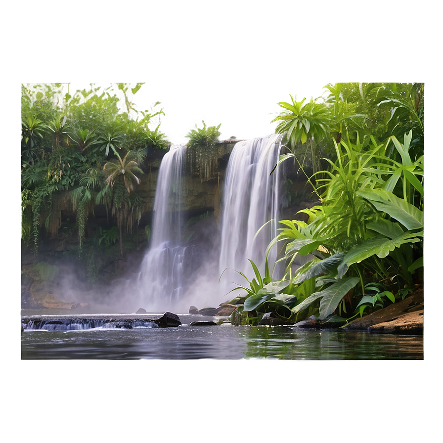 Waterfall In Misty Morning Png Ycl95