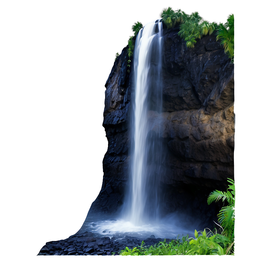 Waterfall In Volcanic Landscape Png Tbt