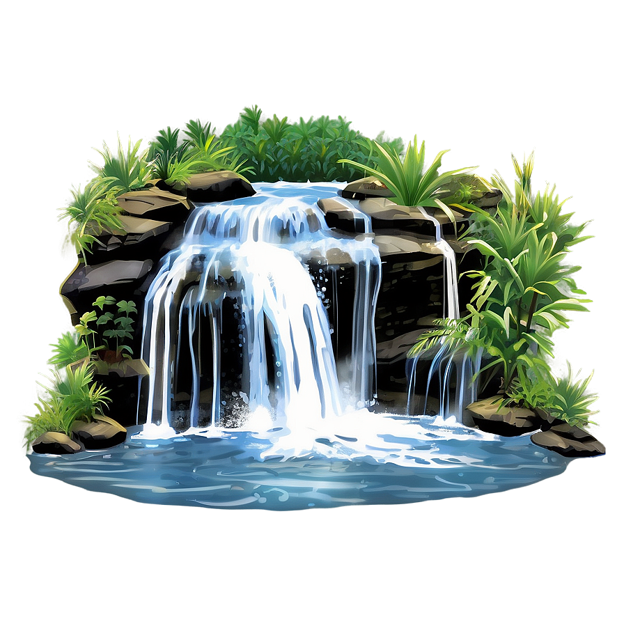 Waterfall Splashing On Rocky Cliff Png Gya