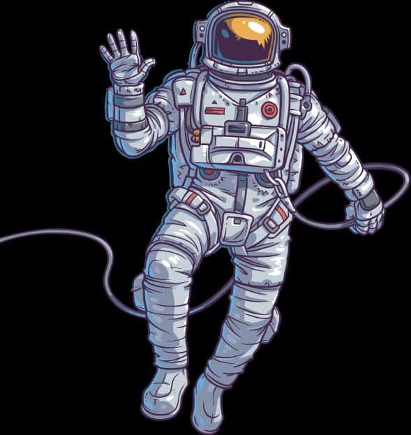 Waving Astronaut Cartoon