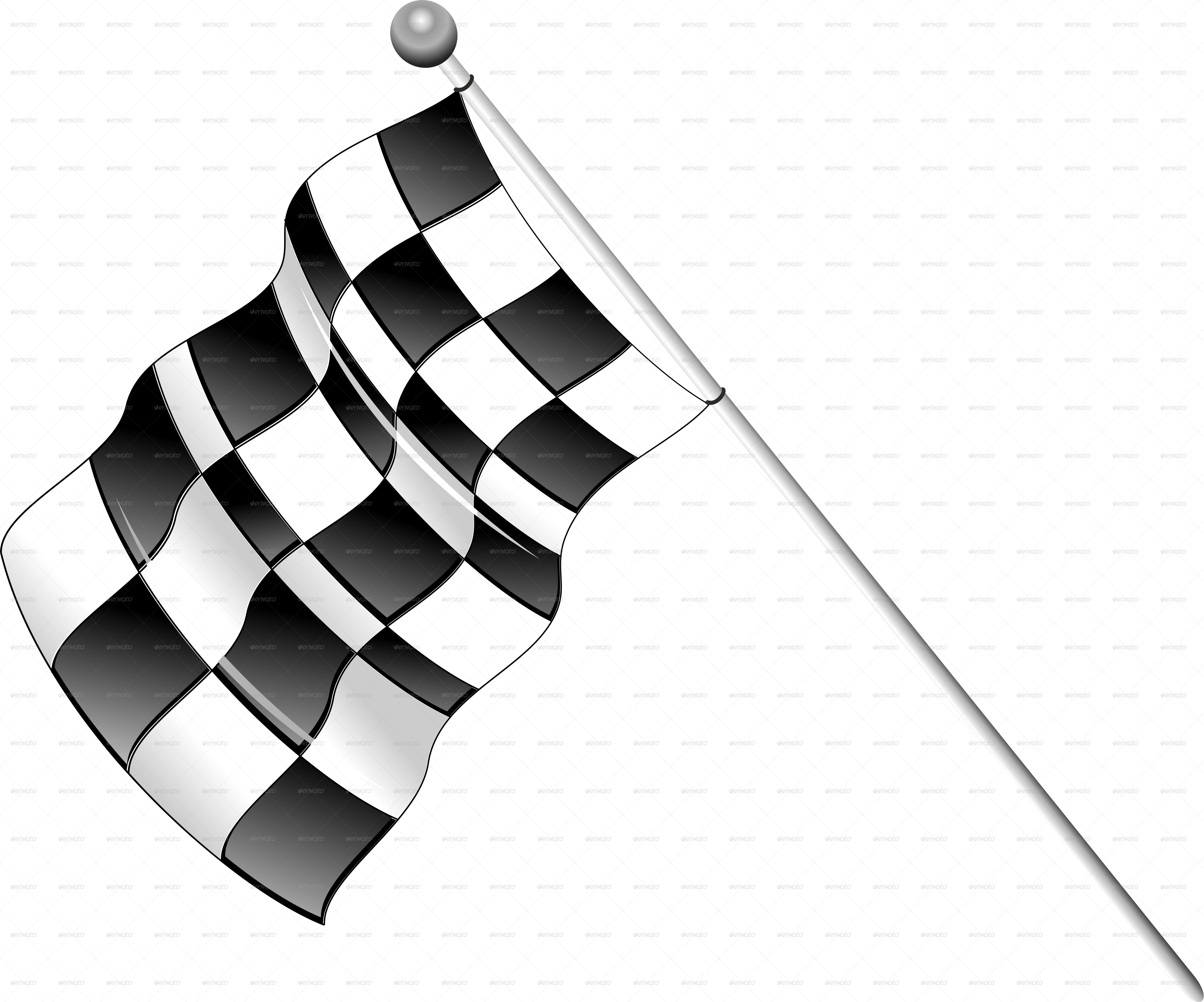 Waving Checkered Flag Finish Line