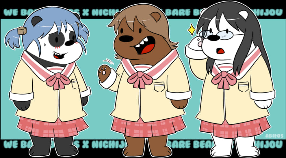 We Bare Bears Anime School Uniforms