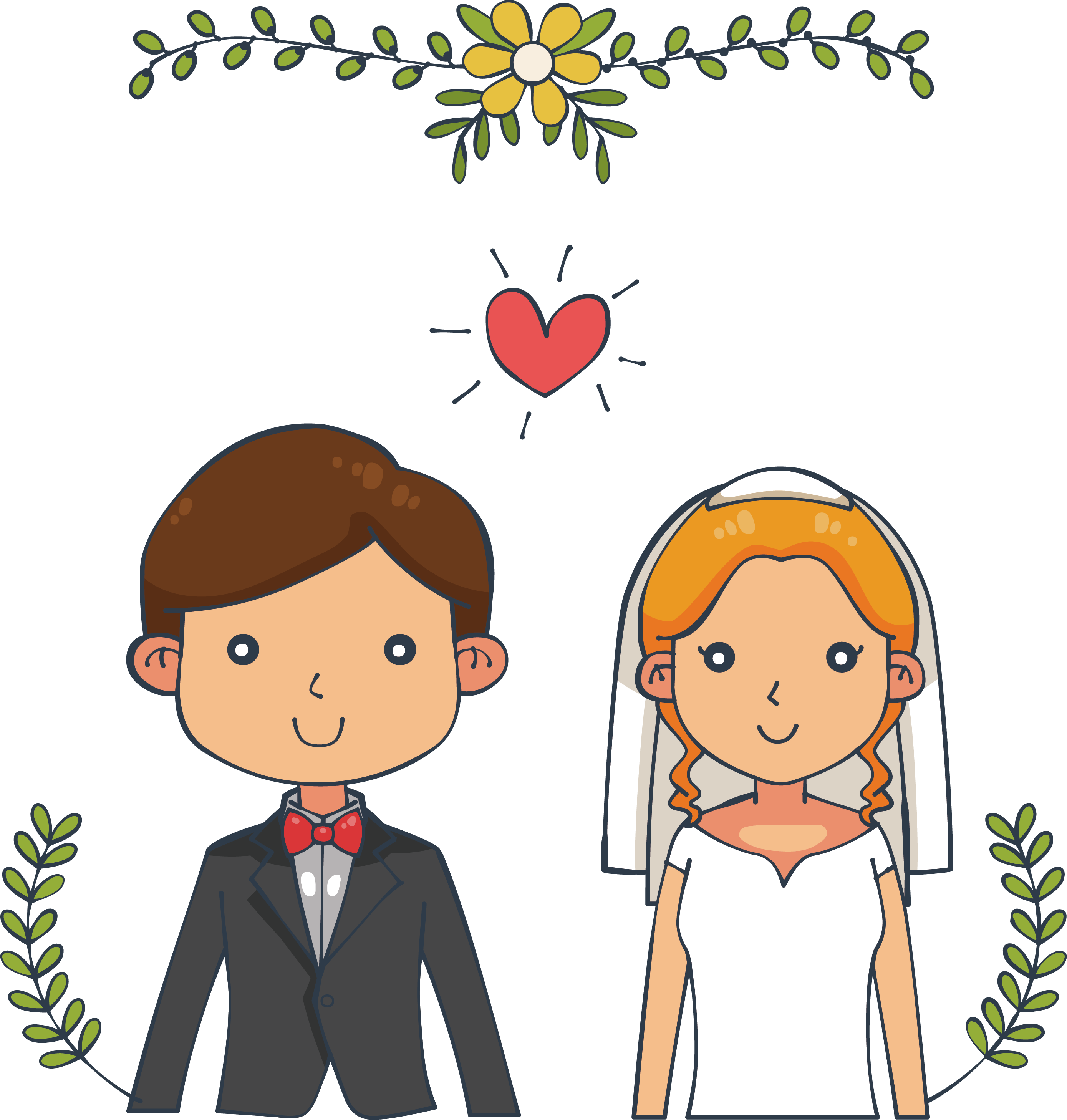 Wedding Couple Cartoon Illustration