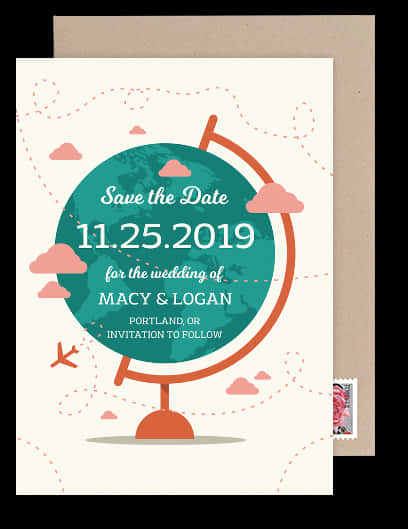 Wedding Save The Date Globe Design