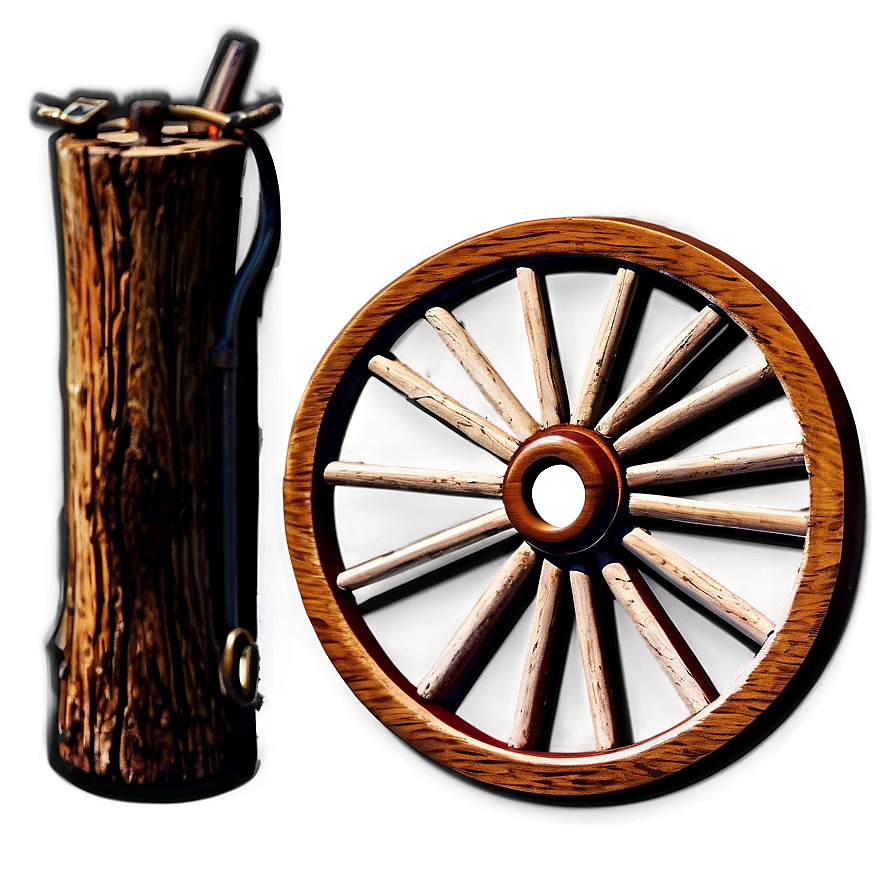 Western Wagon Wheel Graphic Png Vmw46