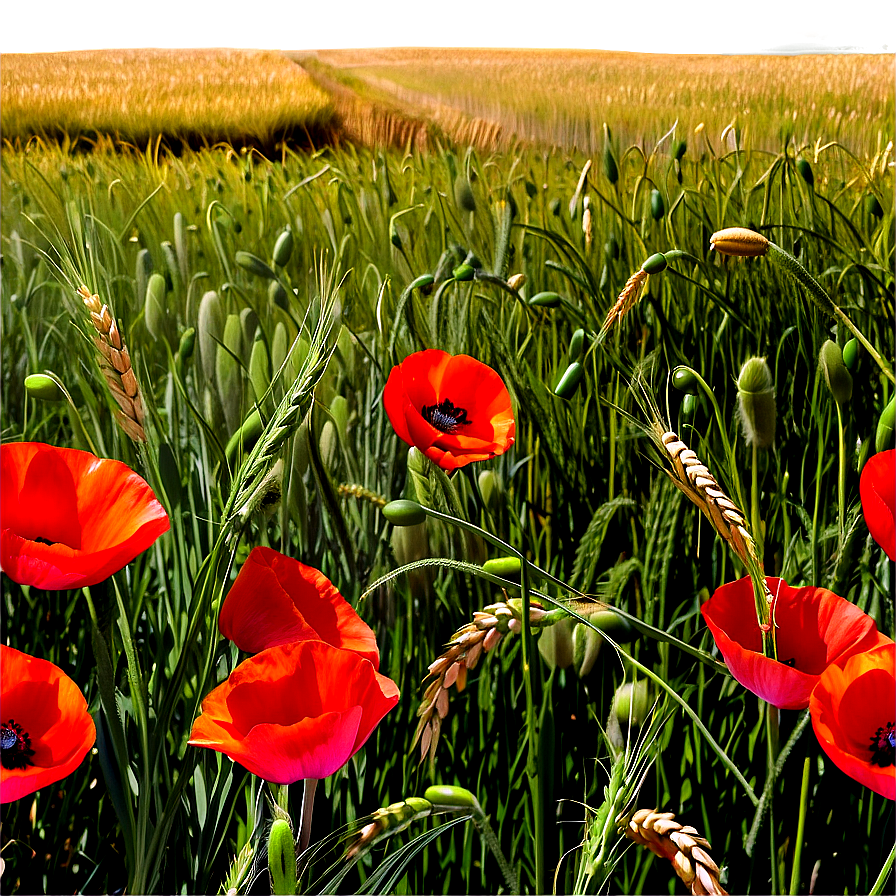 Wheat Field With Red Poppies Png 54