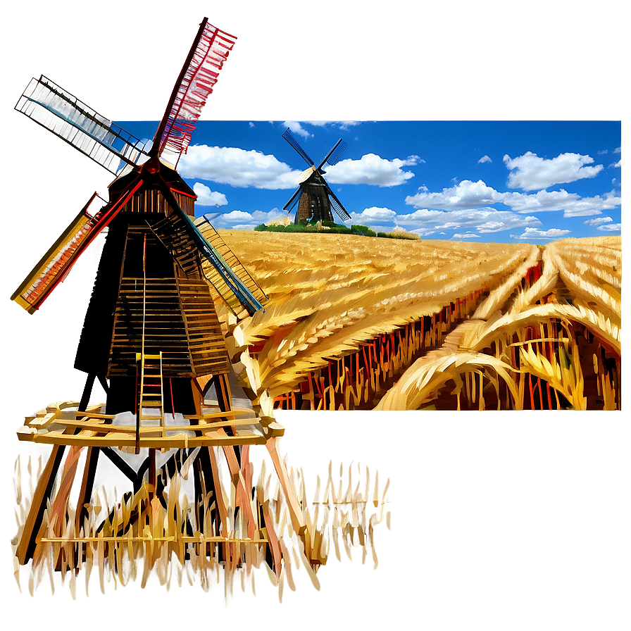 Wheat Field With Windmill Png 9