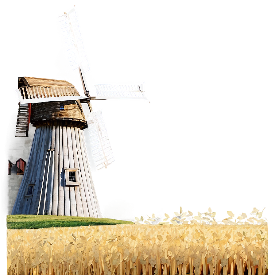 Wheat Field With Windmill Png Kue58