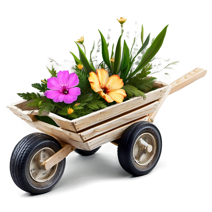 Wheelbarrow With Flowers Png Bic