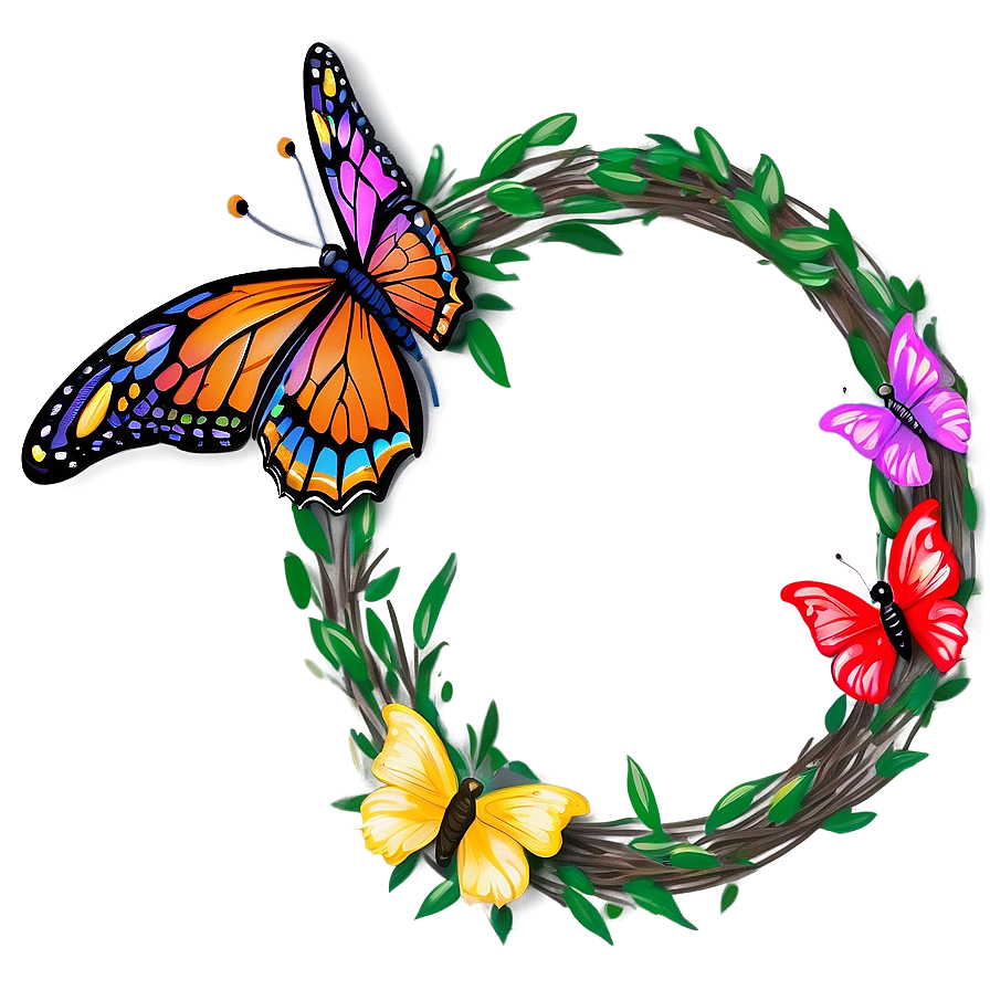 Whimsical Butterfly Wreath Png 05242024