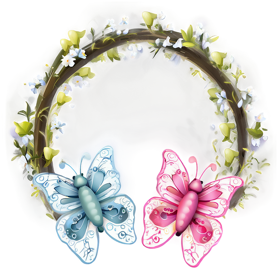 Whimsical Butterfly Wreath Png 05242024