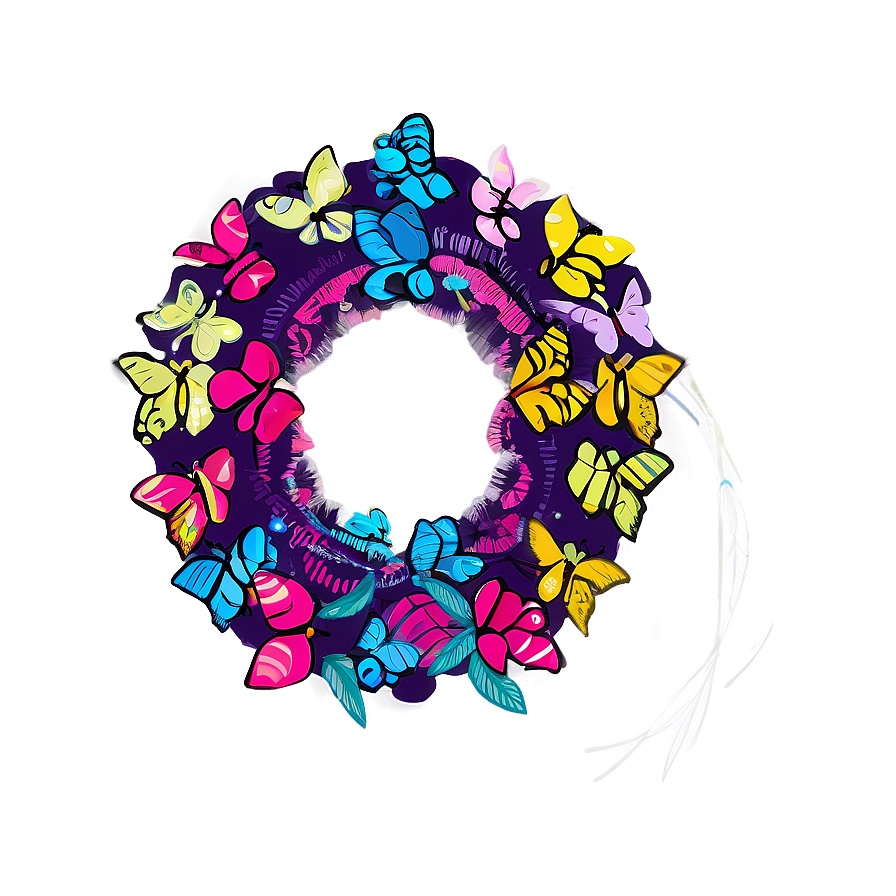 Whimsical Butterfly Wreath Png Epy51