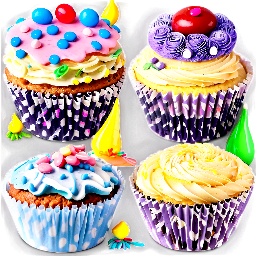 Whimsical Celebration Cupcakes Png 12