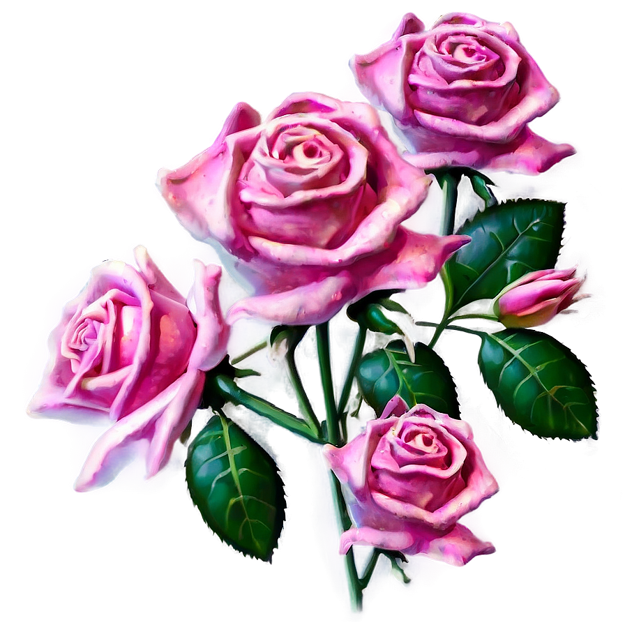 Whimsical Pink Roses Fantasy Png Gbl38