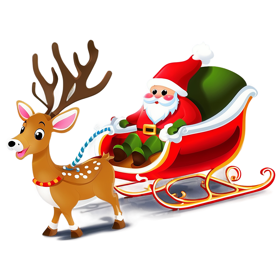 Whimsical Santa Sleigh And Reindeer Png 67