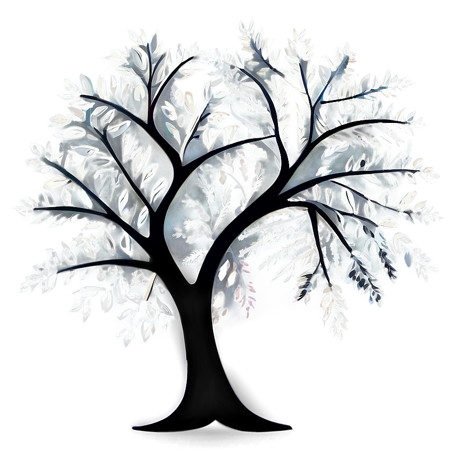 Whimsical White Tree Graphic Png Mpn43