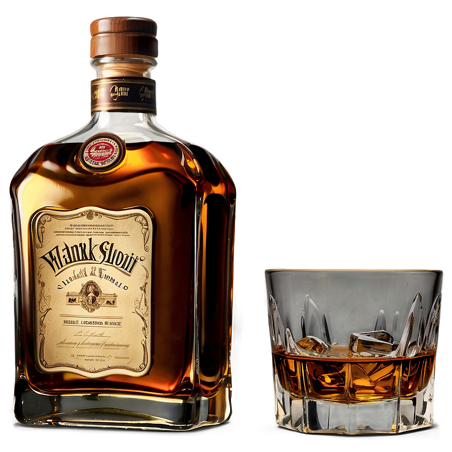 Whiskey Bottle And Glass Set Png 74