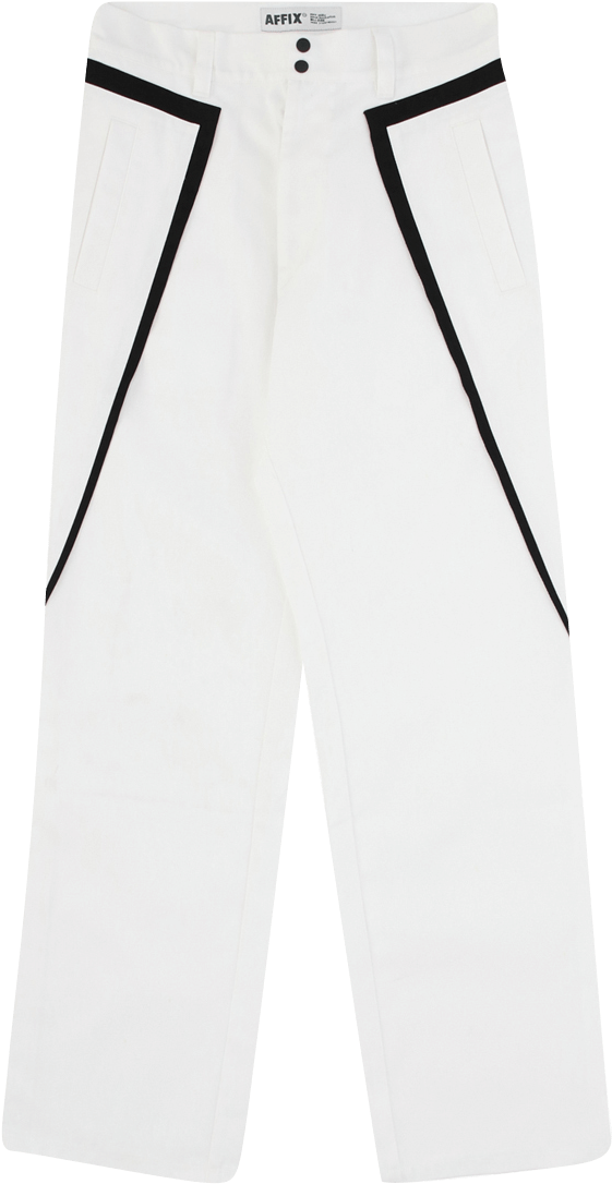 White Affix Track Pantswith Black Trim