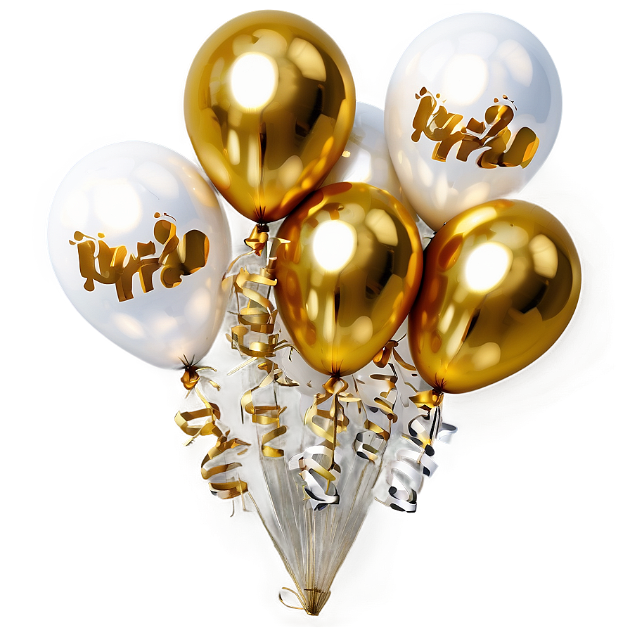 White And Gold Balloons Png 06122024