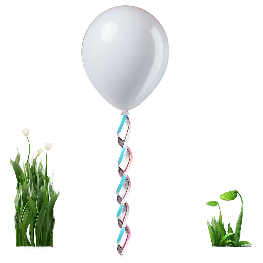 White Balloon Ribbon Png Vie1