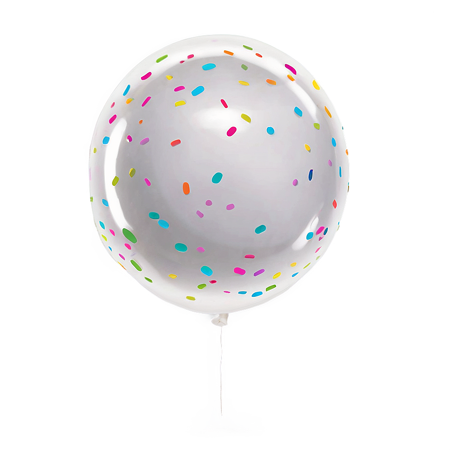 White Balloon With Confetti Png 2