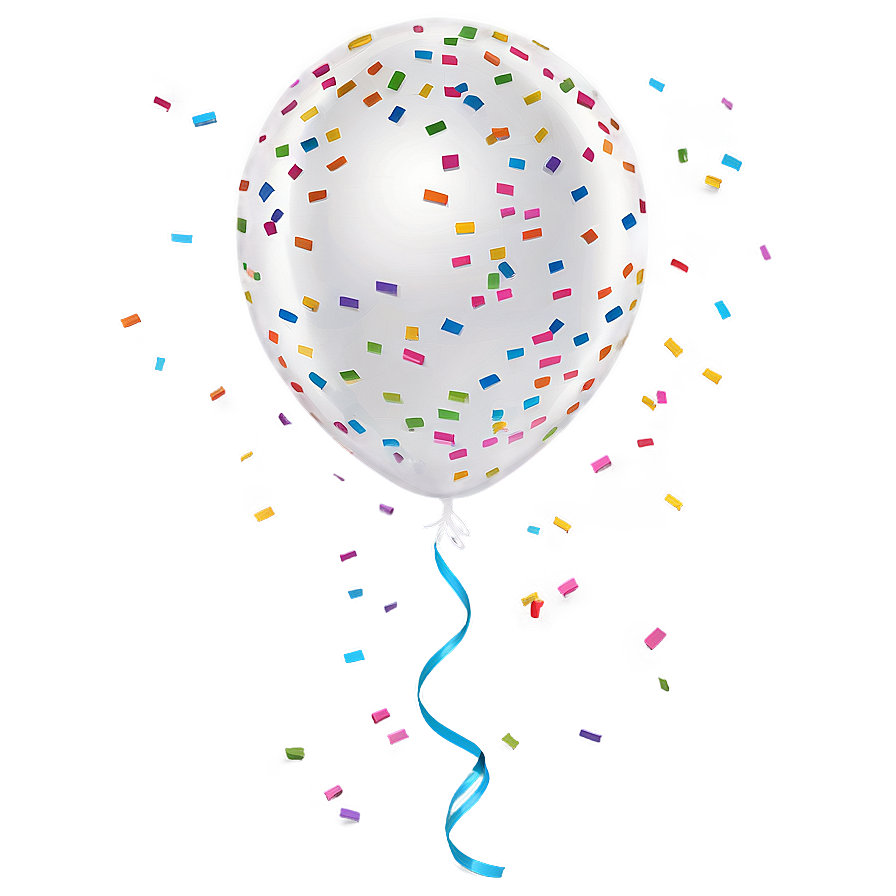 White Balloon With Confetti Png Awn52