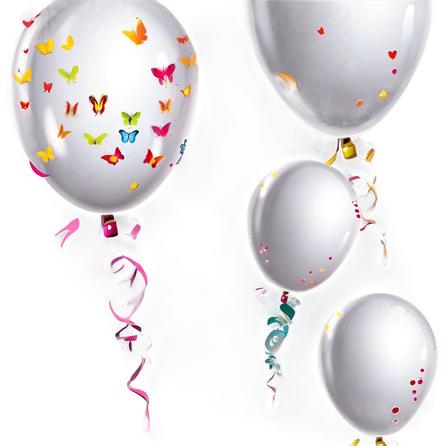 White Balloons Vector Png 06122024