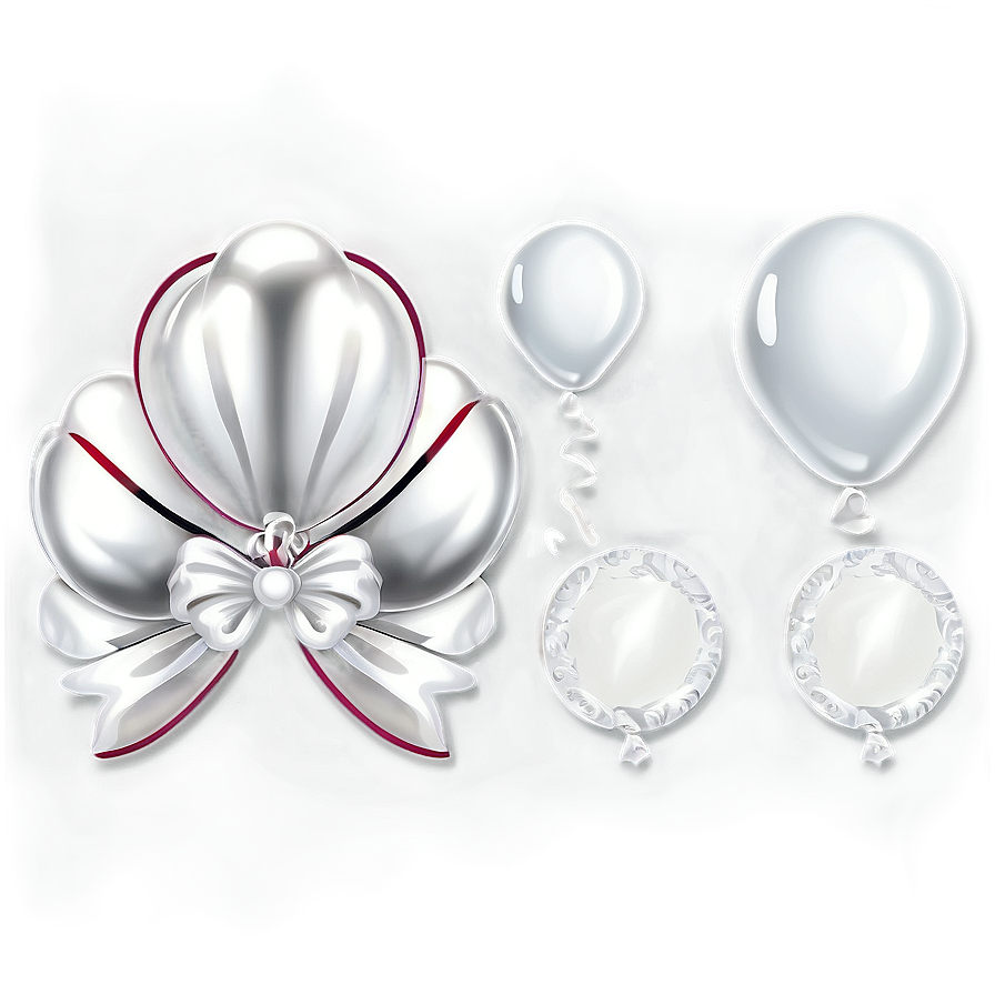 White Balloons With Bows Png 8