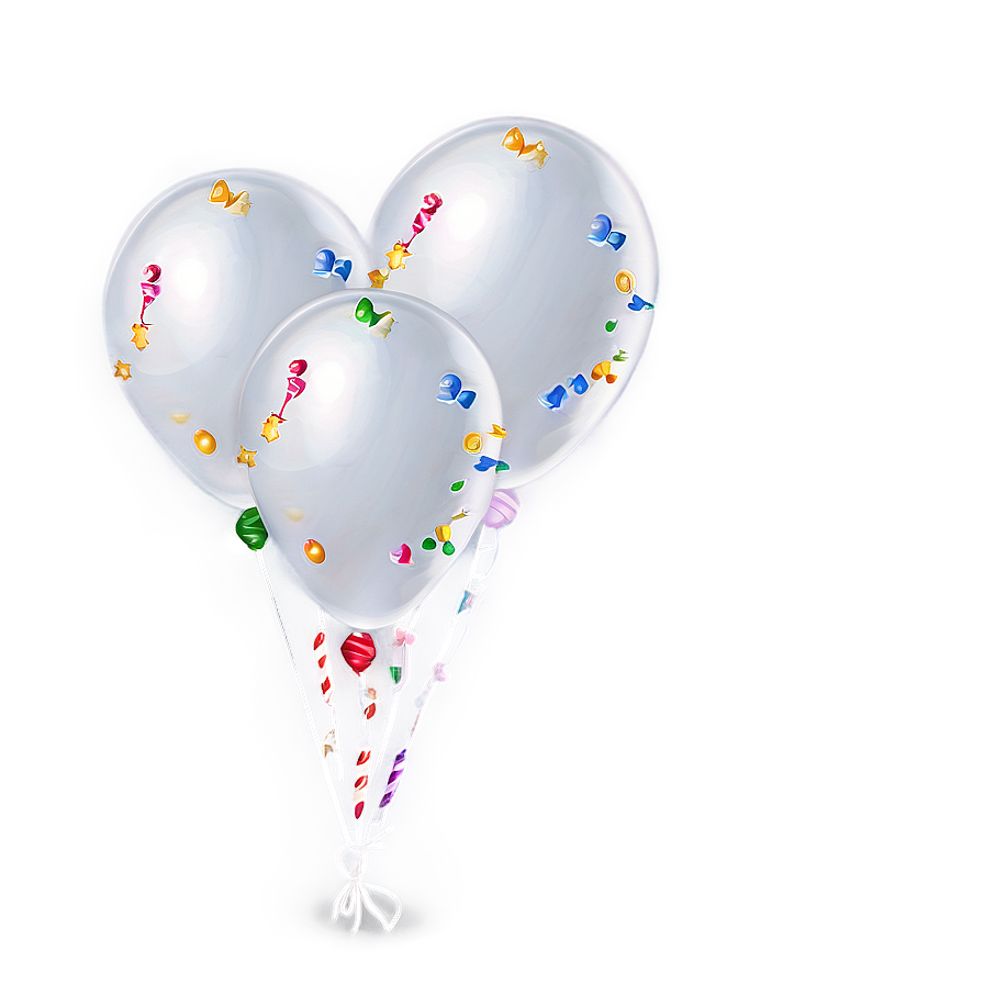 White Balloons With Bows Png Fgj24