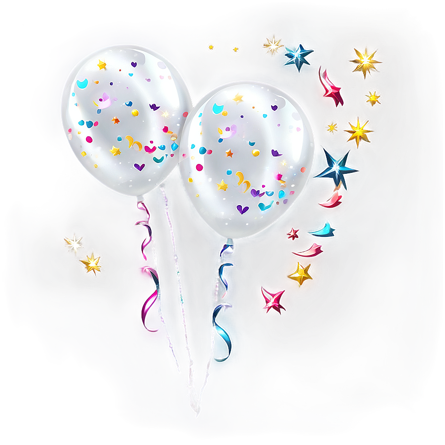 White Balloons With Glitter Png 06122024