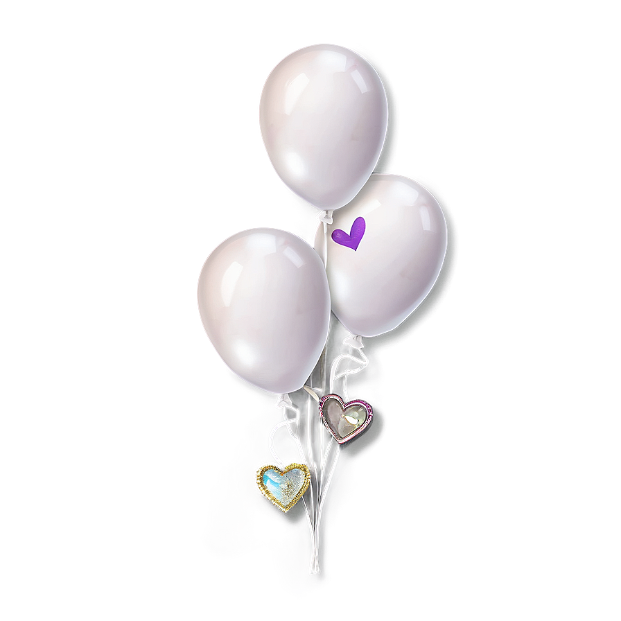 White Balloons With Hearts Png Jba47