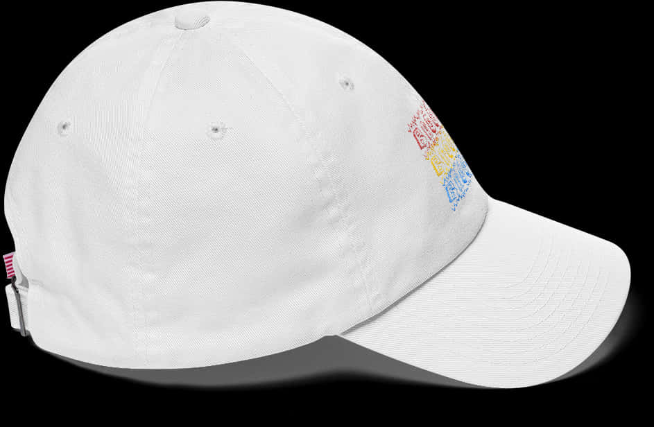 White Baseball Capwith Colorful Logo