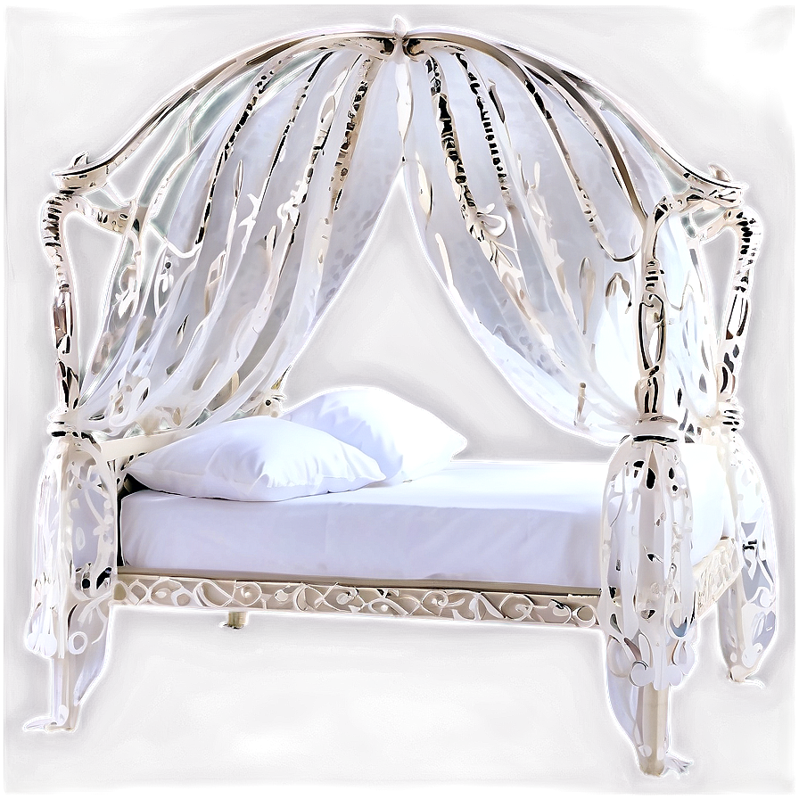 White Bed With Canopy Png Mbq94