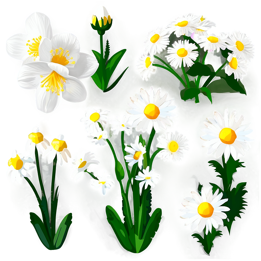 White Blooming Flowers Garden Png Gcx14