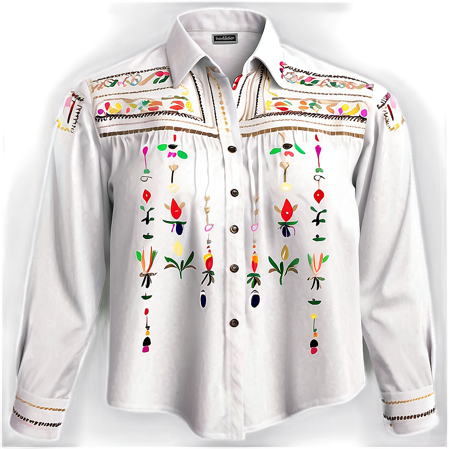 White Boho Shirt Png 05252024