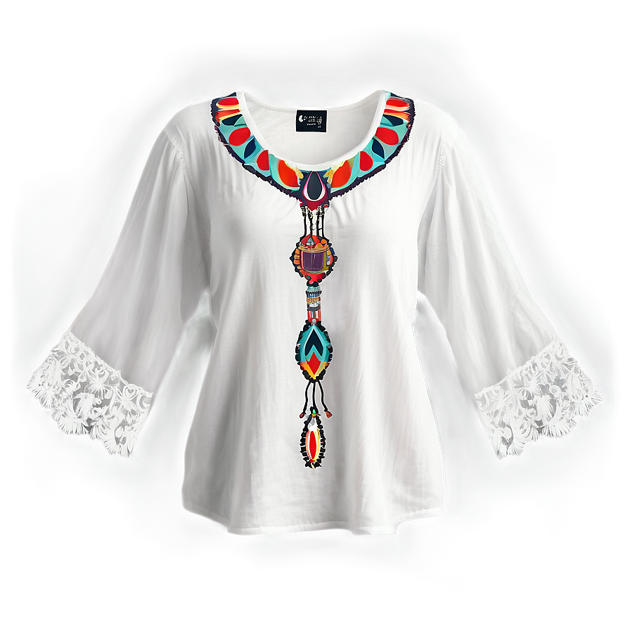 White Boho Shirt Png 21