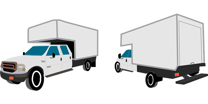 White Box Truck Vector Illustration